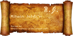 Mihain Jolán névjegykártya